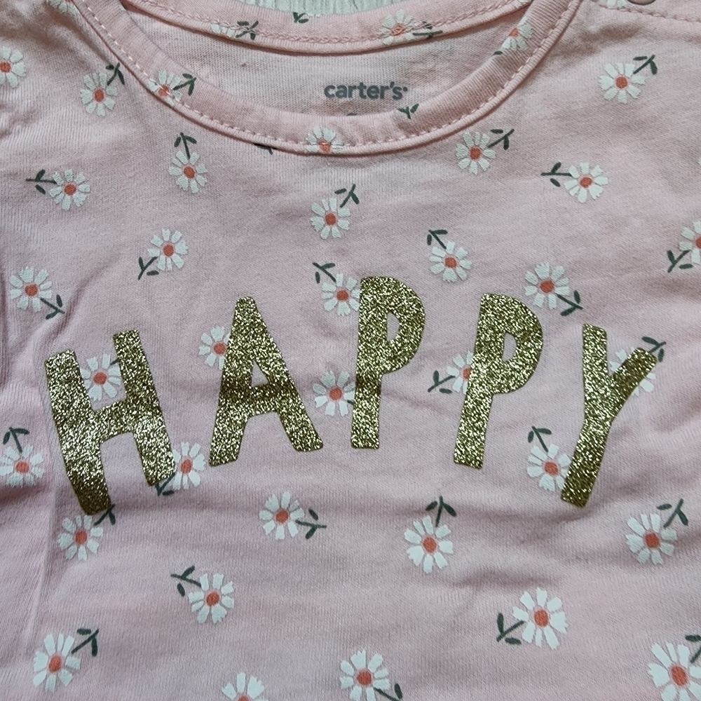 Carter's 2 piece baby outfit pink happy bodysuit with denim pants NWT Size 3 mo - Picture 3 of 16
